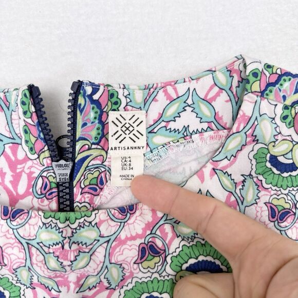 Artisan NY Dress Size 4 Multicolor Paisley Floral Sleeveless Shift Prep Cocktail - Picture 4 of 8